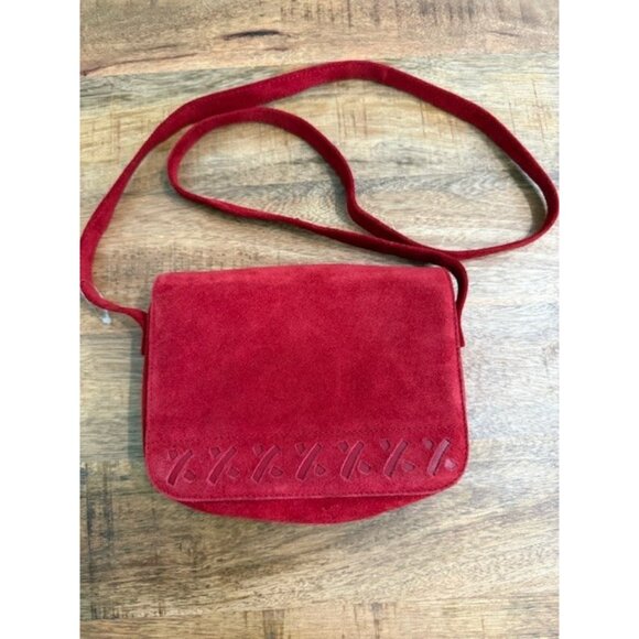 Womens Vintage By Paloma Picasso x Red Suede Shoulder Bag Lopez Cambil Purse - Picture 2 of 16